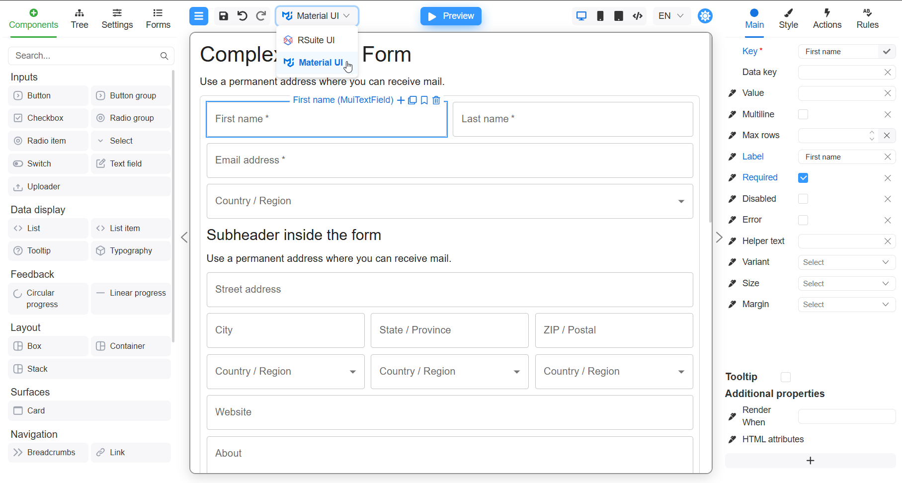 Material UI components