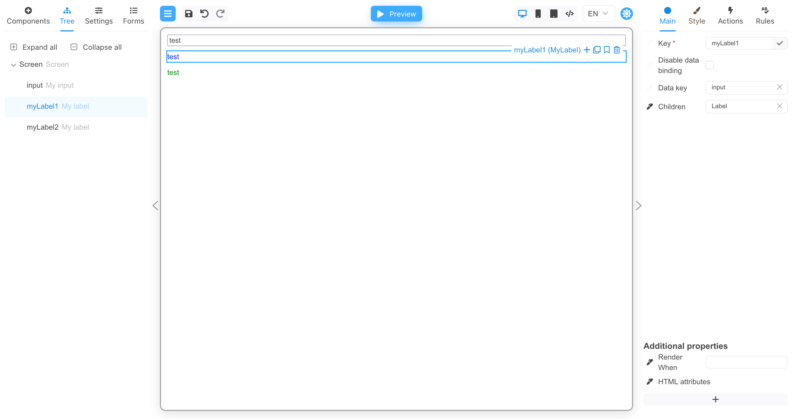 A one-way data binding form