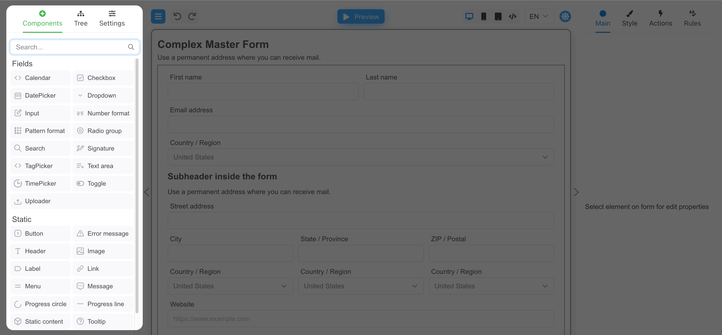 React FormEngine components builder