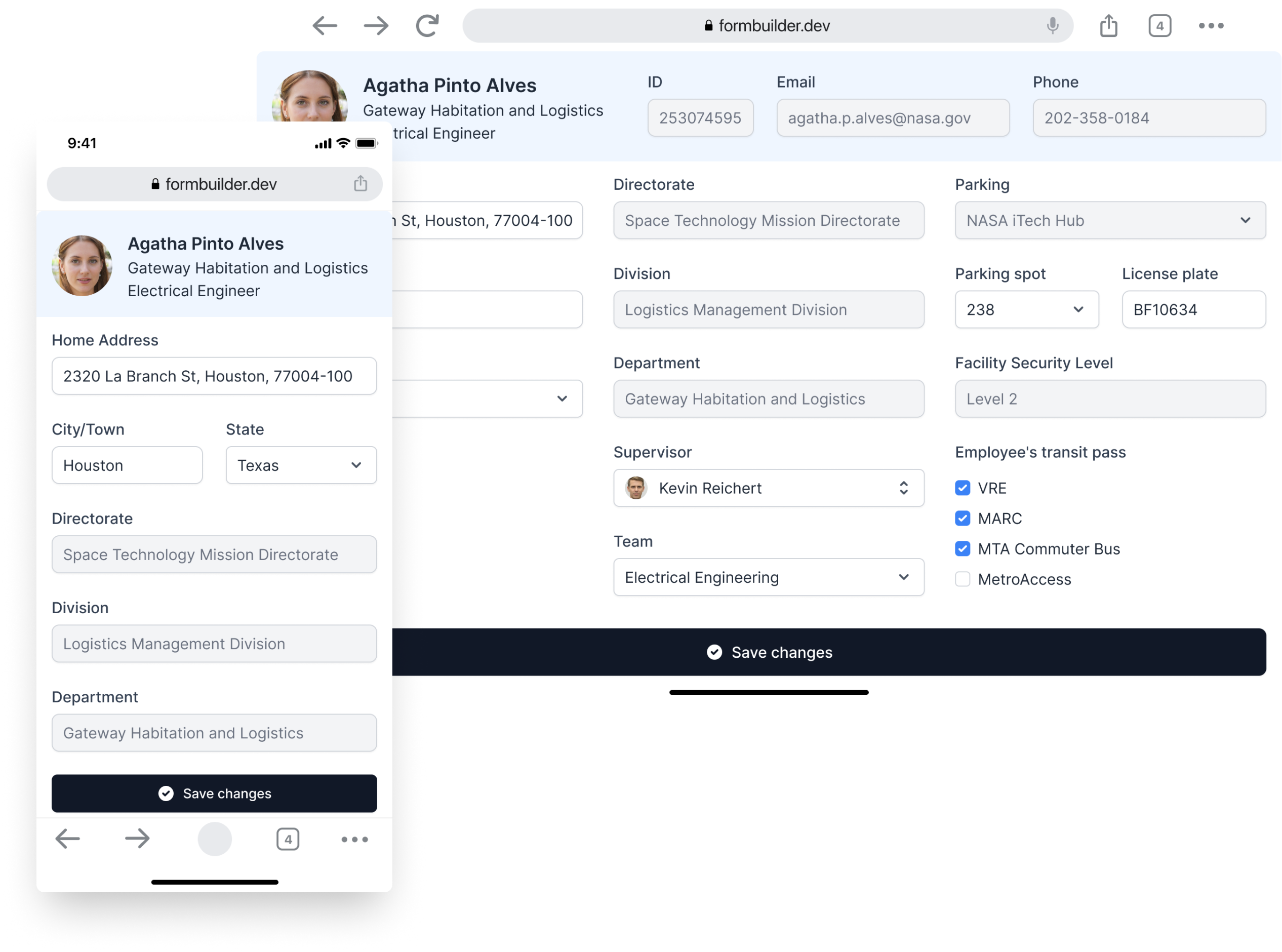 Optimajet FormBuilder Adaptive layout